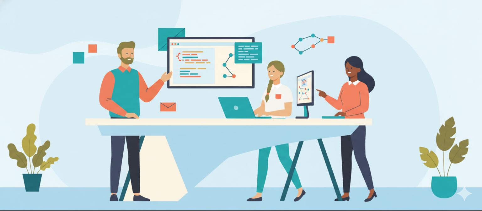 Developers collaborating on AI projects